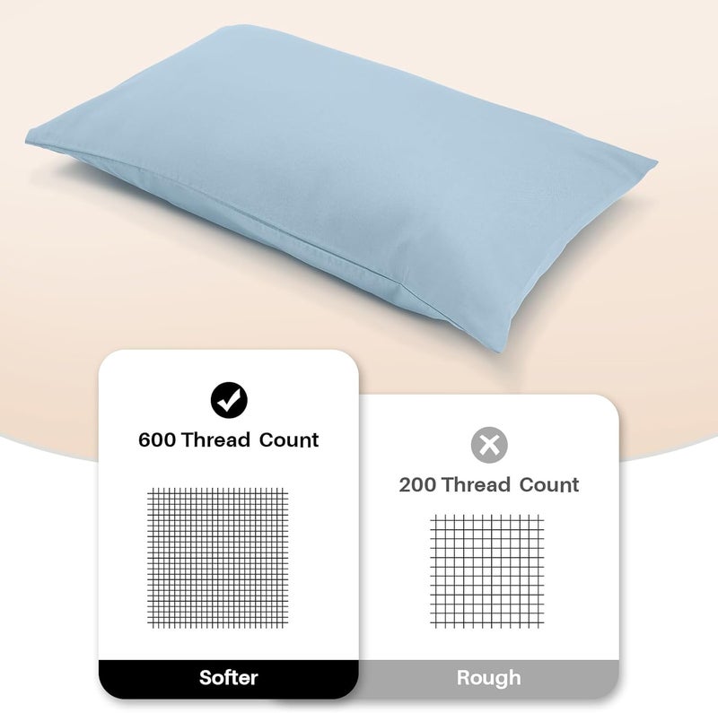 Warmstar 100% Cotton Toddler Pillowcase Set of 2, 600 Thread Count 13x18 Toddler Pillowcases Soft & Breathable, Cotton Travel Pillow Case Cover 13"x 18" with Envelope Closure, Placid Blue - Image 3